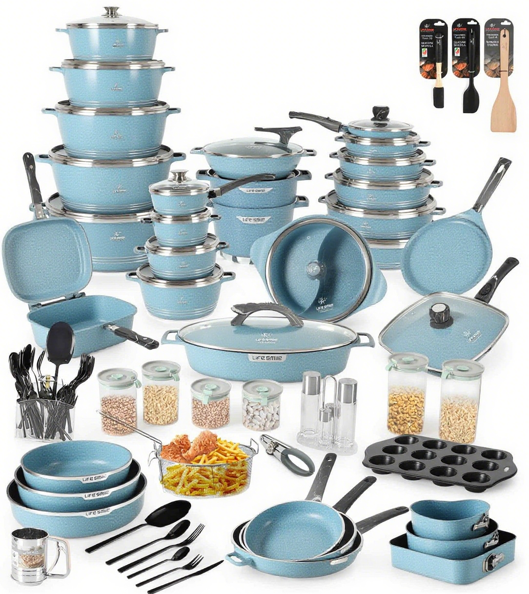Complete 132 Piece Cooking & Kitchenware Set Premium!