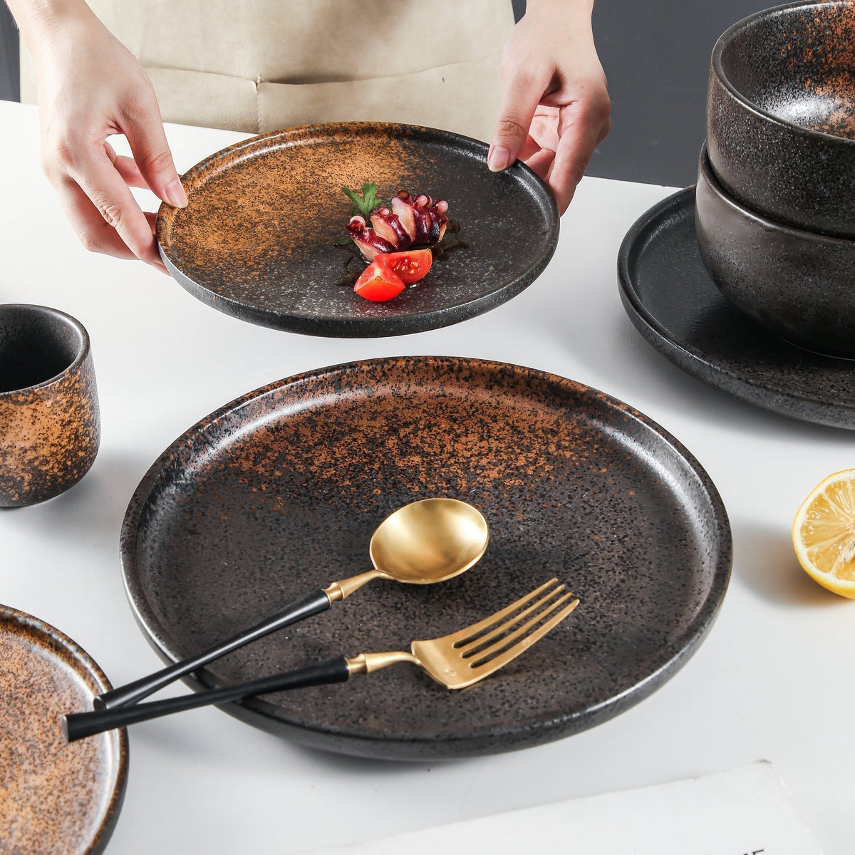 Aloha 16-Piece Brown Stoneware Set