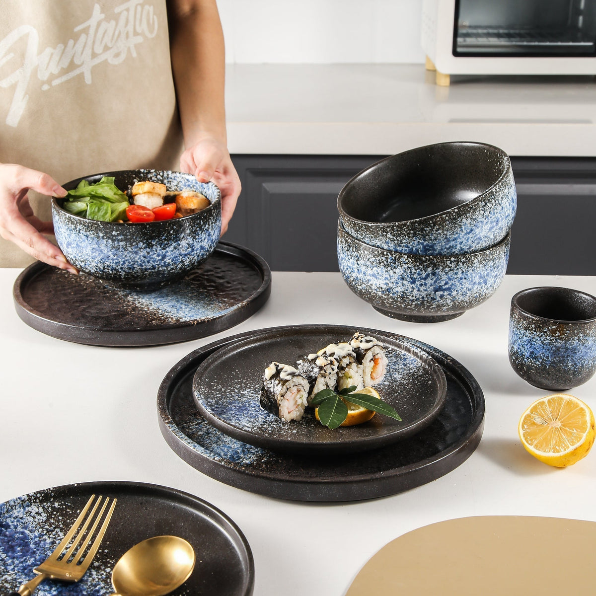 Aloha 16-Piece Blue Stoneware Set