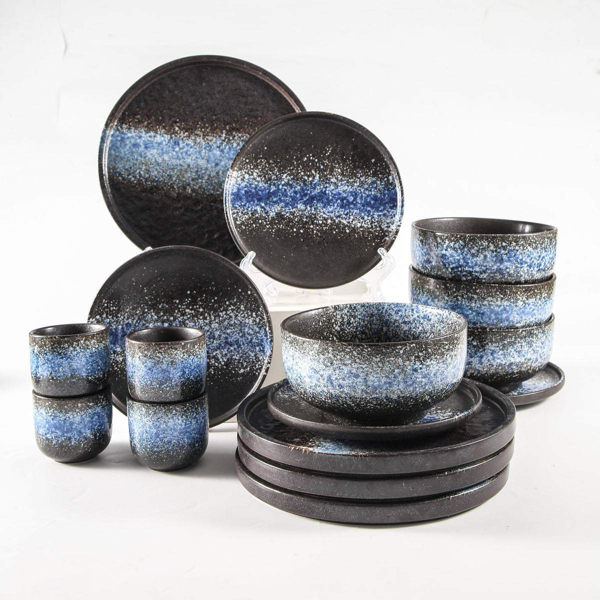 Aloha 16-Piece Blue Stoneware Set