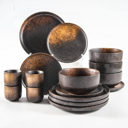 Aloha 16-Piece Brown Stoneware Set